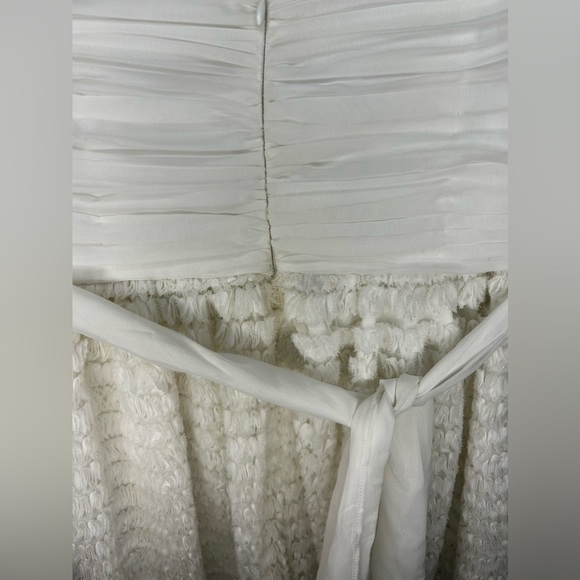Women’s Jill Stuart Designer White Strapless Polyester Bow Midi Dress Size 8 - Picture 7 of 8